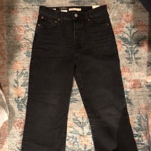 Levi's Ribcage Cropped Bootcut Jeans Black Size 28 NWT